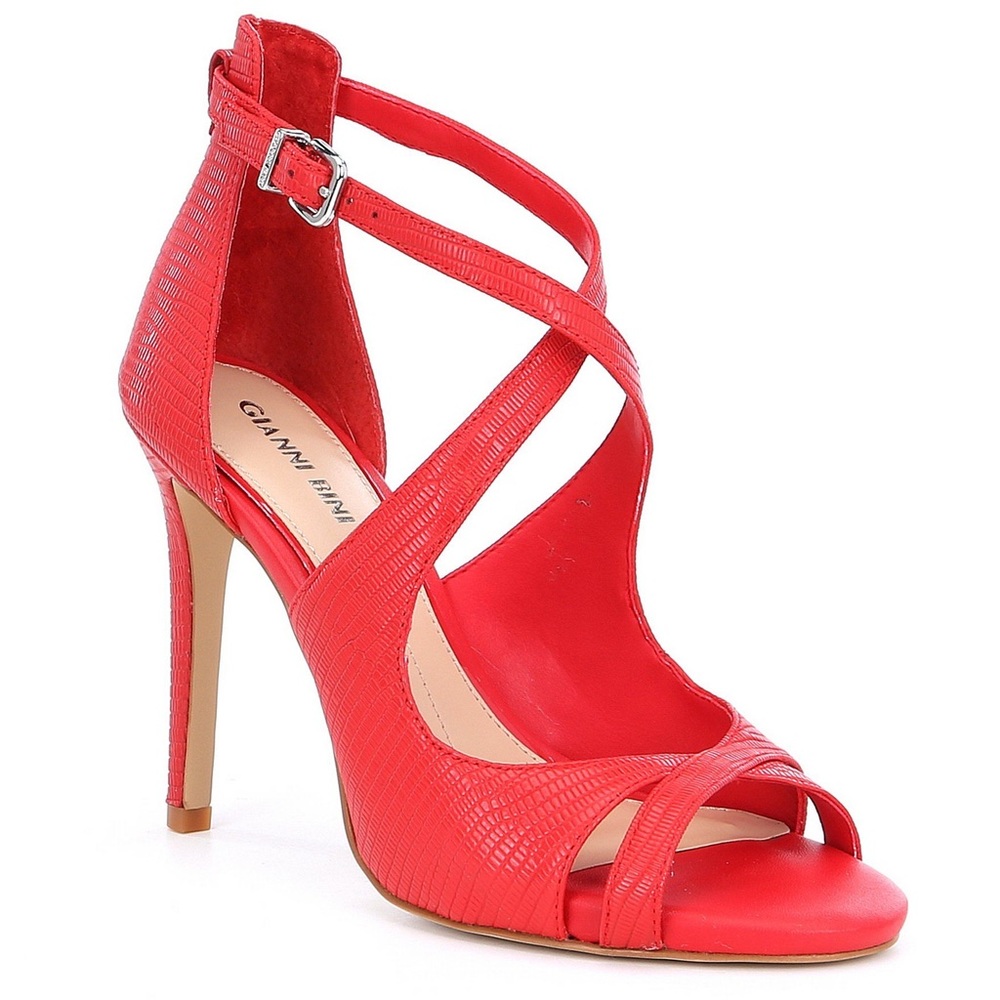 Gianni Bini Criss Cross Red Open Toe Heels